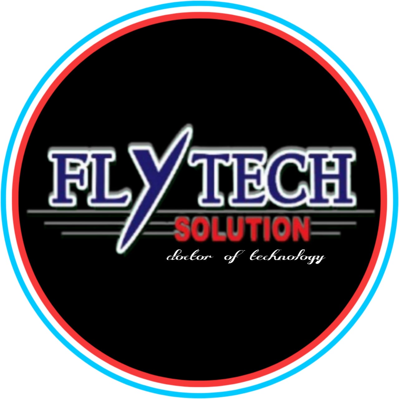 Fly Tech Solution logo featuring a stylized airplane with circuit lines creating a high-tech aesthetic